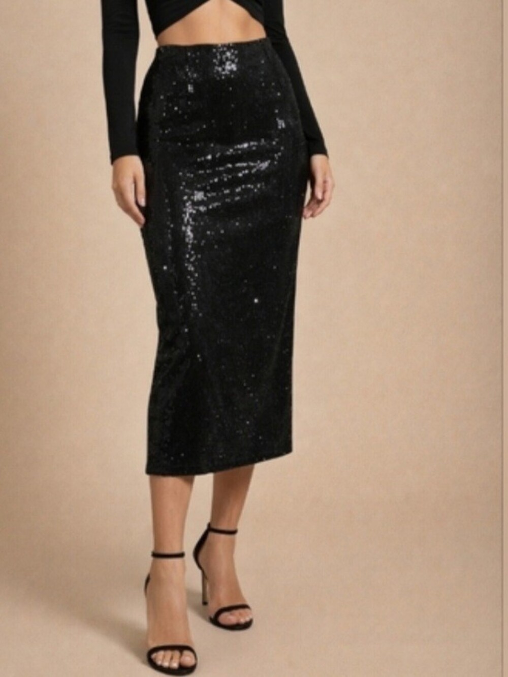 Haver + Blair Black Long Bodycon Sequin Skirt NWT
